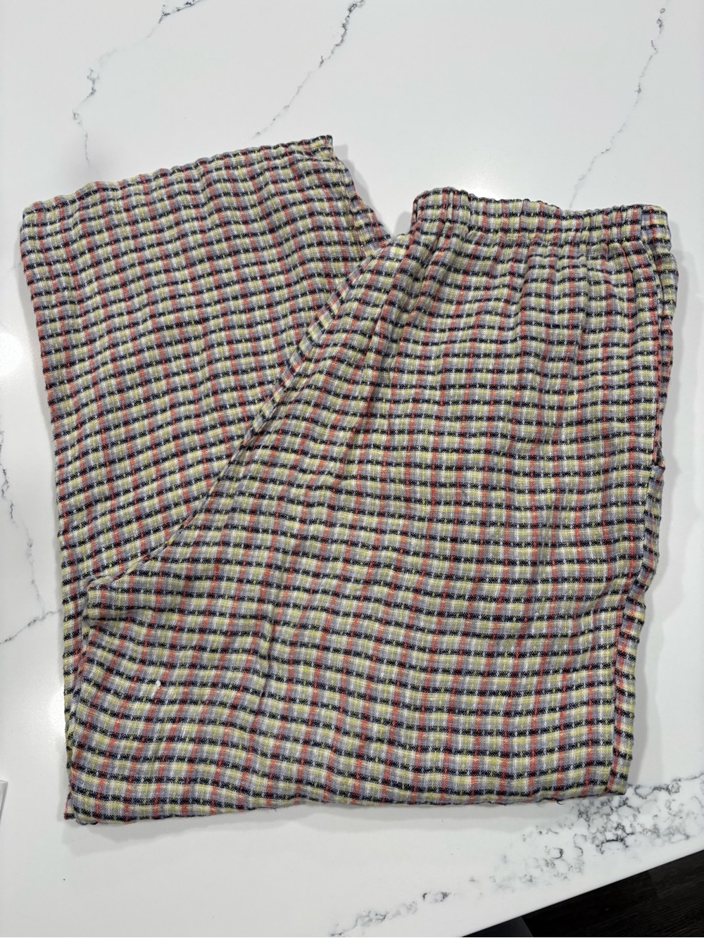 FLAX Women’s Plaid Linen Blend Wide Leg Crop Pants Pull On Elastic Waist Small - Picture 3 of 8